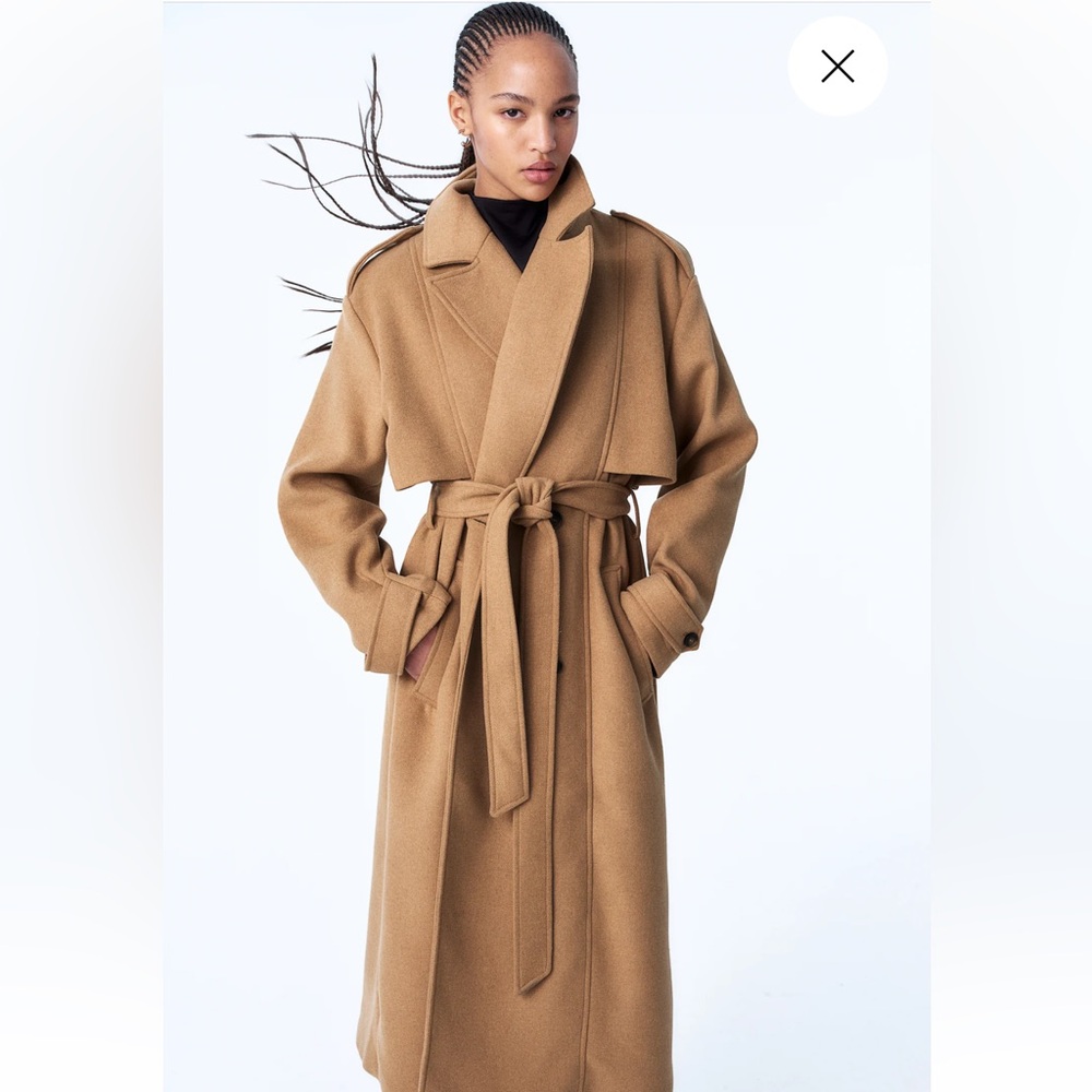 H&M BRUSHED-FINISH TWILL TRENCH COAT